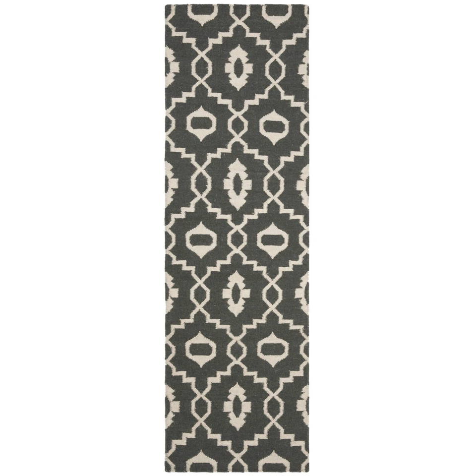 SAFAVIEH Dhurries DHU205C Handwoven Charcoal / Ivory Rug - Image 3 of 4