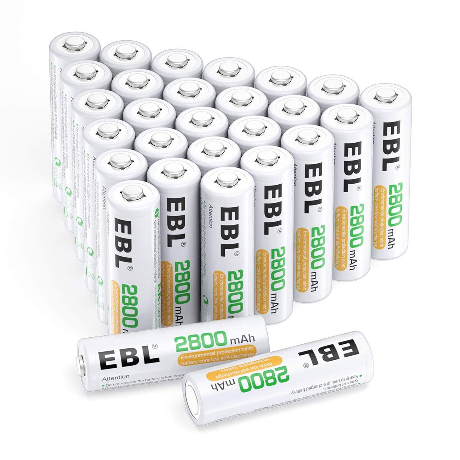 EBL AA Batteries 2800mAh High Capacity Precharged Ni-MH AA Rechargeable Batte...-image
