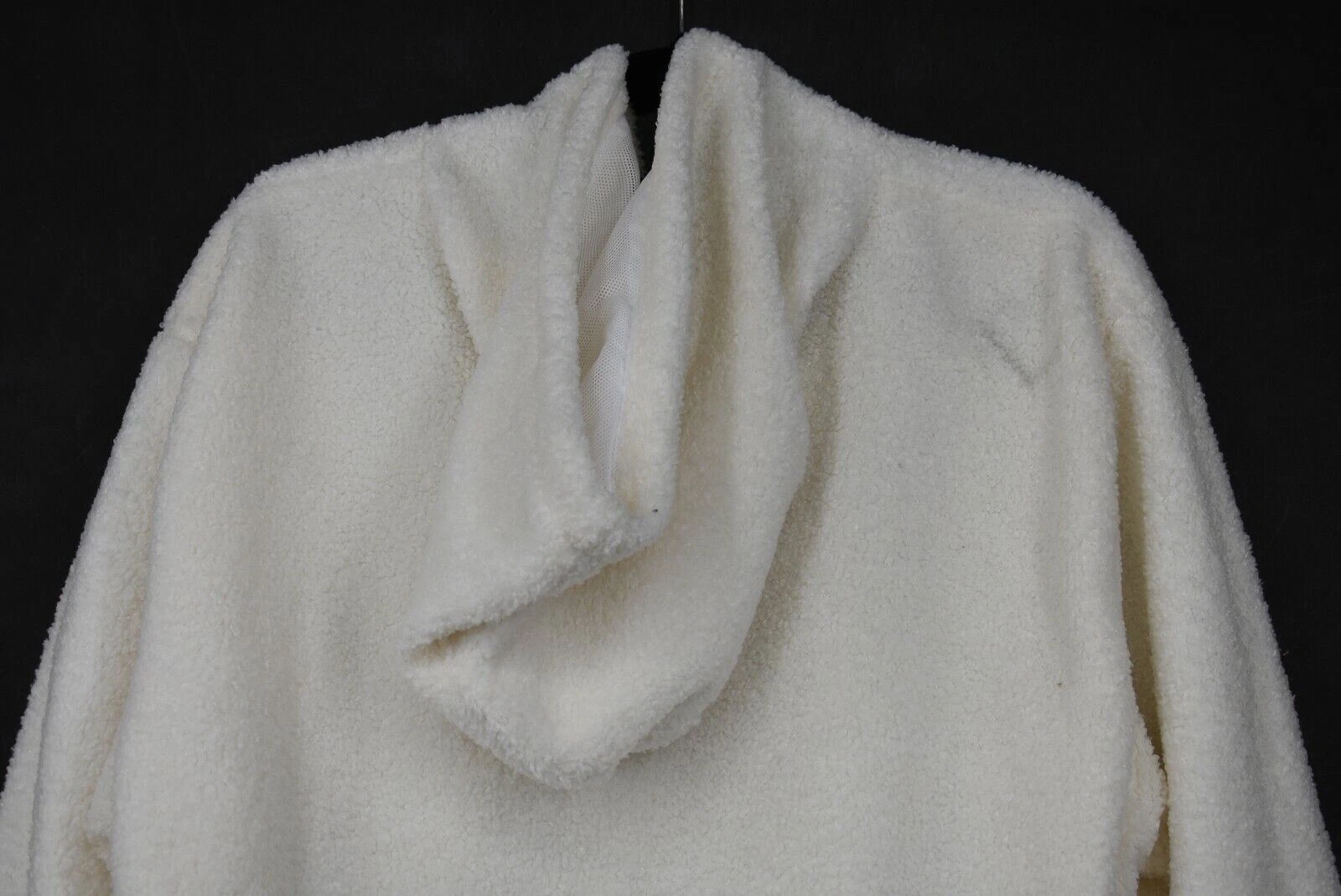 OFF WHITE Felpa con cappuccio Elite Drip donna manica lunga a costola cerniera canguro tasca pelliccia sintetica XL