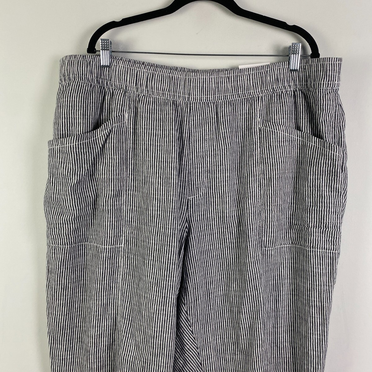 Old Navy High-Waisted Striped Linen-Blend Tapered Pants 2X