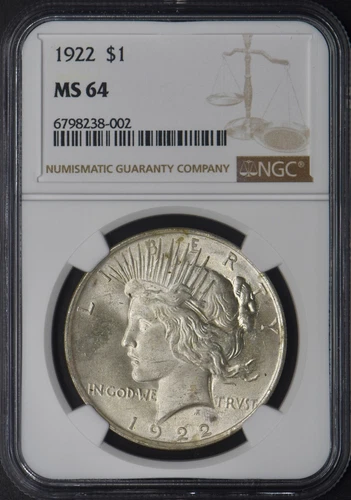 1922 Peace Silver Dollar - NGC MS64 - ✪COINGIANTS✪