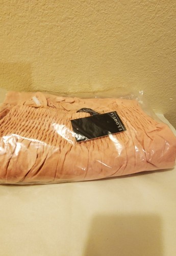 Eloquii Linen Blend Pink Blush Smocked Ruffle Mini Dress. Size 14/16 - Picture 11 of 11