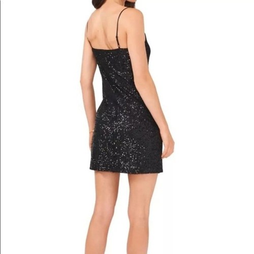1. Mini abito paillettes di stato romantico fioritura in ricco nero nuovo con etichette 00 nuovo con etichette festa - Foto 3 di 8