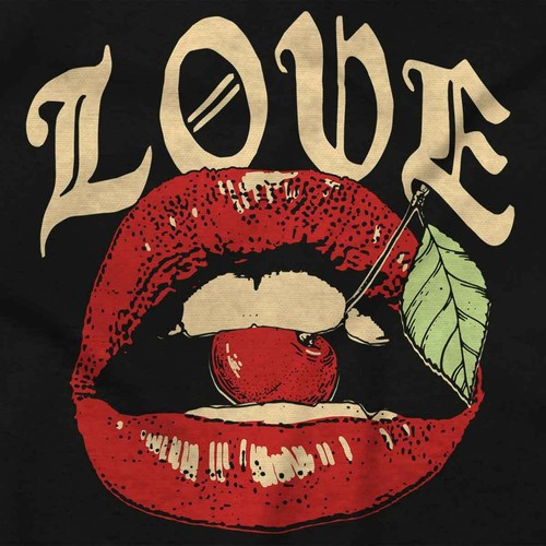 Vintage Retro Love Kiss Lips Biting Cherry Youth Crewneck T Shirts Boy or Girl - Picture 2 of 7