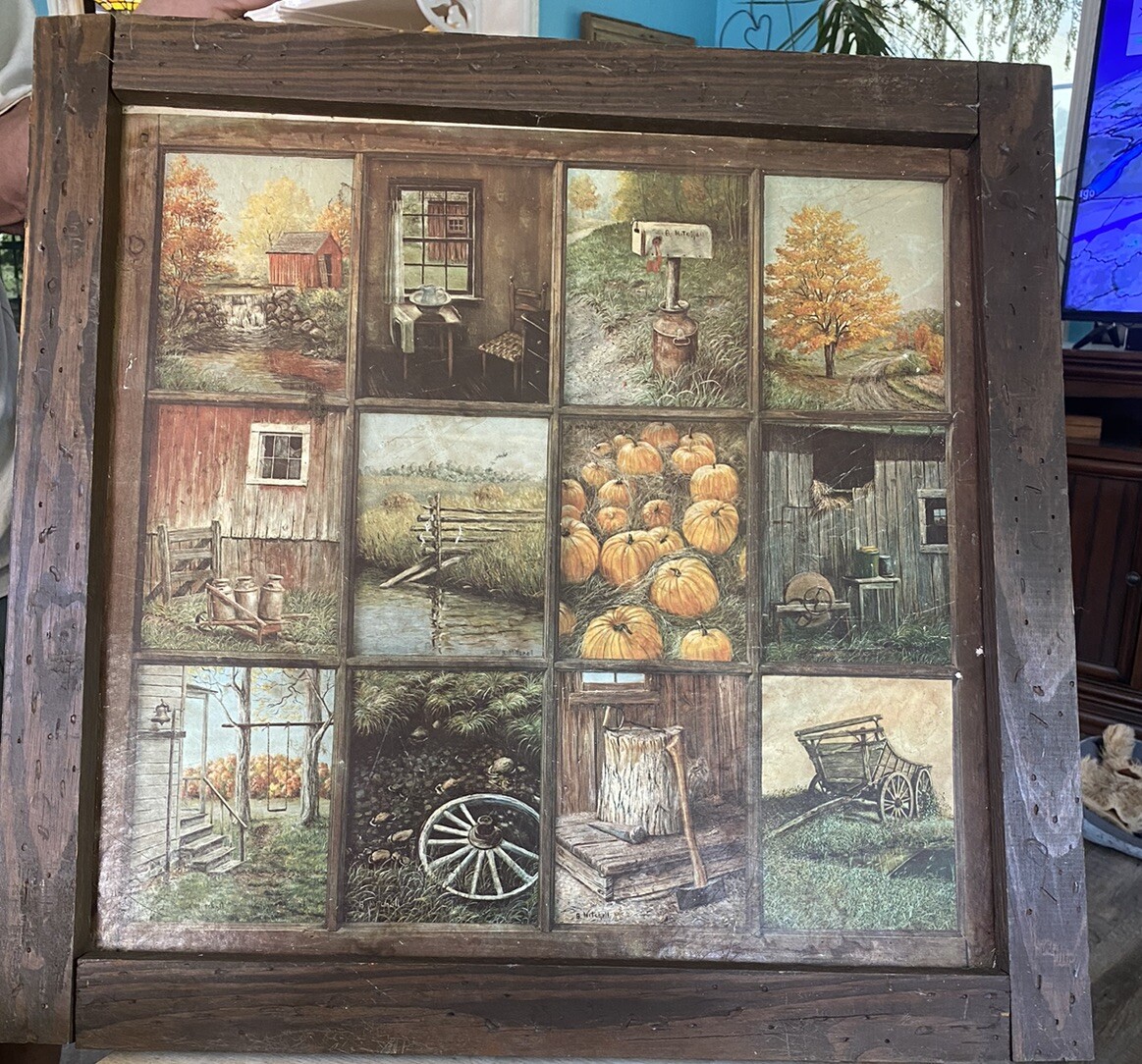 Vtg Homco 12 Panel Rustic Windowpane Picture Farm Country Vtg Homco 12 Panel Rustic Windowpane Picture Farm Country