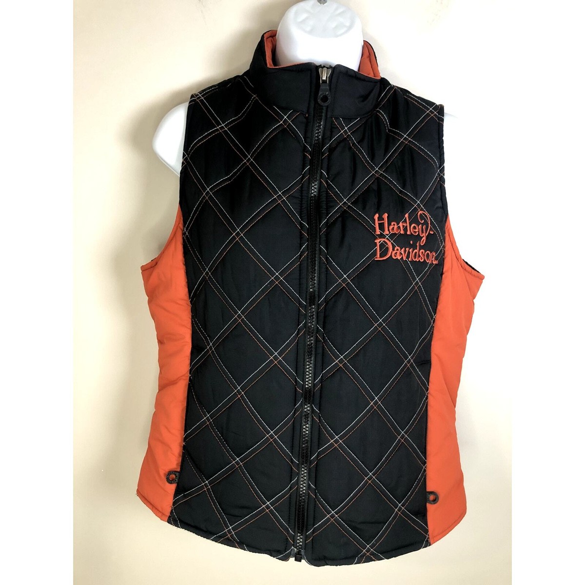 Gilet Chemise Femme Harley-Davidson Vintage 2005 - Taille S - Motif Aigle Orange/Noir - Neuf Sans Étiquette