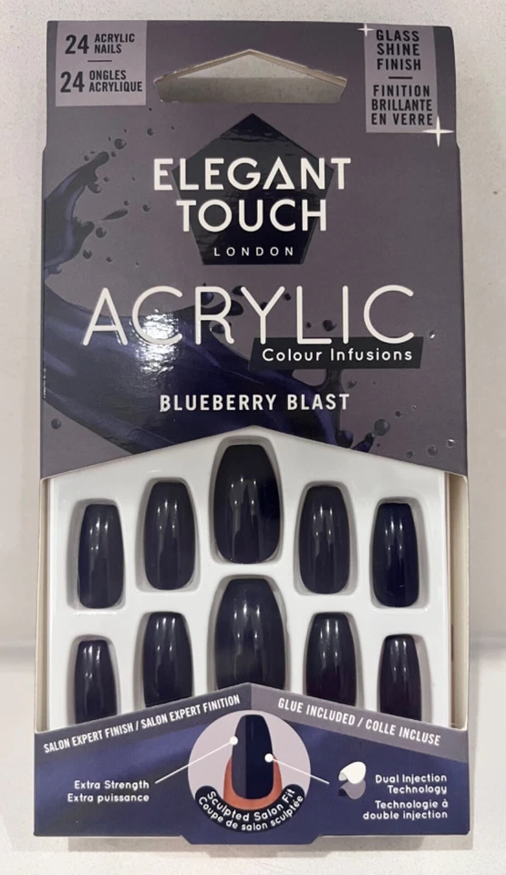 ELEGANT TOUCH Acrylic Colour Infusions False Nails - BLUEBERRY BLAST