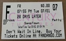 Vintage 28 Days Later Movie Ticket 7-1-2003 Cillian Murphy Brendan Gleeson