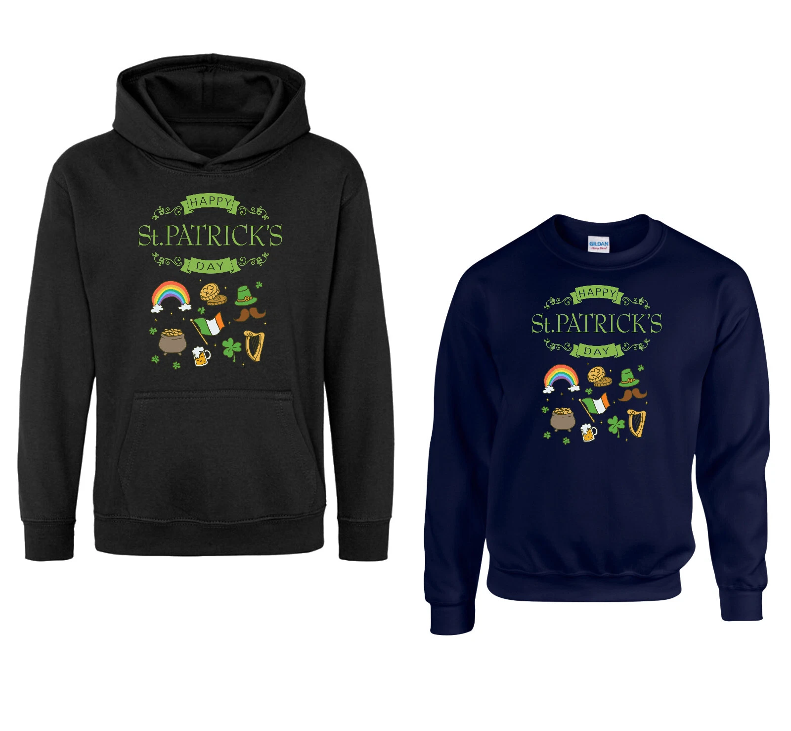 Happy St Patrick's Day Hoodie, Shamrock Jumper, St. Paddys Day, Unisex Hood Top