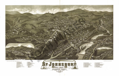 Panoramic Map of St Johnsbury Vermont 16x24