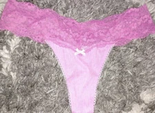 NeW Vs  lace trim ribbed cut out thong Panty small hot pink
