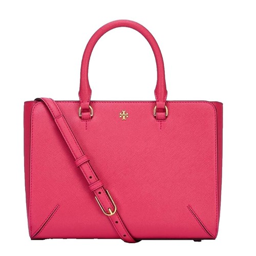 Tory Burch Small Center Zip Satchel 175618 Forest Brown $700 new