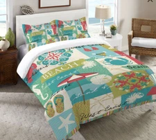 Laural Home Coastal Party Duvet Cover Full/Queen