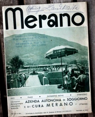 7231 Reise Prospekt MERANO mit Landkarte Dolomiten Map of the Dolomites 1935 - Bild 1 von 3
