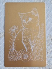 Plaque Alu. CARTE de VISITE avec GRAVURE LASER - doré Chat - CUSTOM au choix