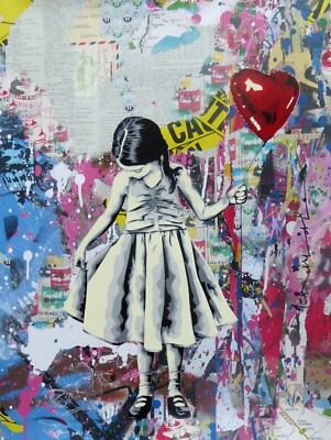 MR BRAINWASH BEAUTIFUL GIRL Unique Mixed media Original Graffiti HAND SIGNED COA