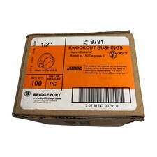 BOX OF 100 Bridgeport 9791 1/2 in Nylon Knockout Bushings 150C USA Made