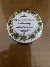Crummles    Enamels trinket box handpainted with A day without wine moto 