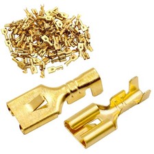 Baomain Female Spade Quick Splice Crimp Terminals 6.3mm Connector Gold