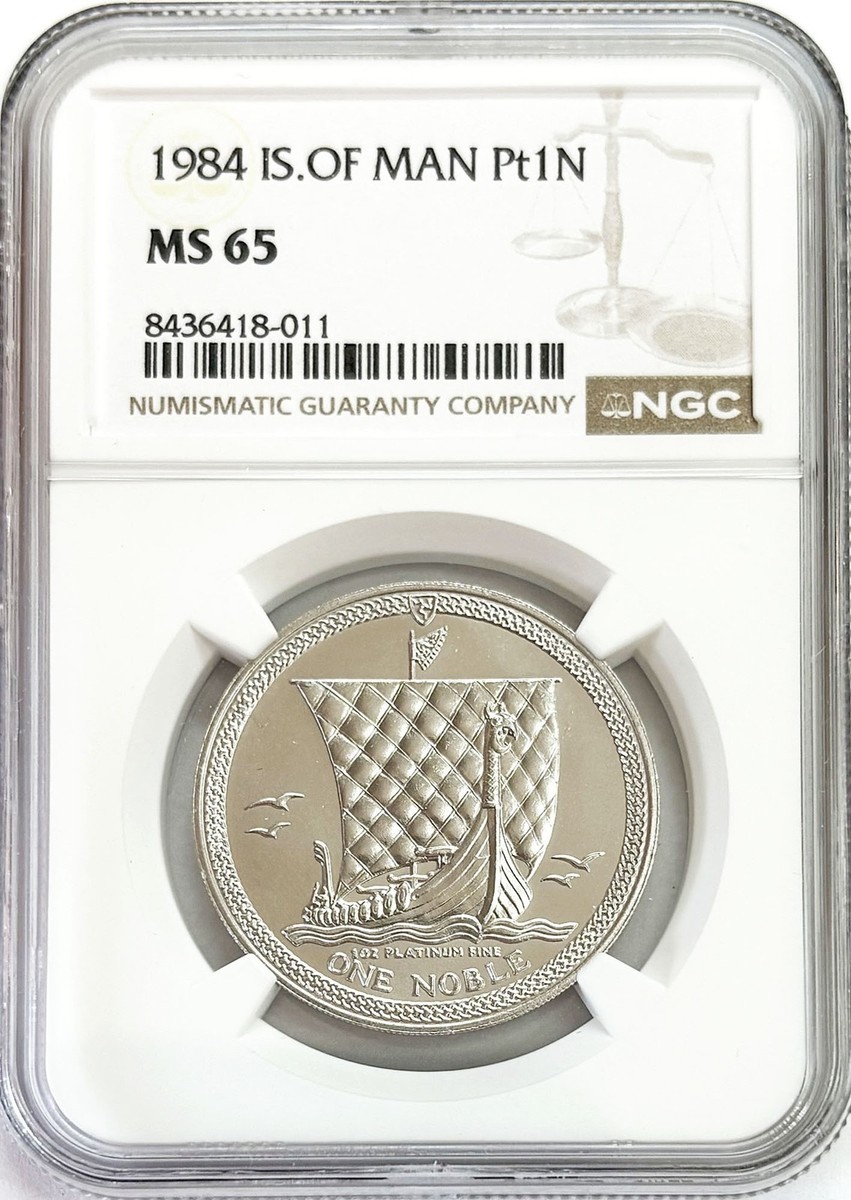 1984 PLATINUM ISLE OF MAN 1oz NOBLE 2,000 MINTED NGC MINT STATE 65