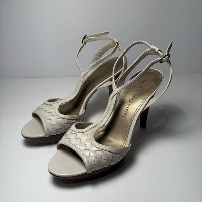 Marc Fisher Lanelle strappy leather white stiletto heels sz 8