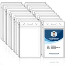 100Pcs ID Badge Holder Vertical Name Tag Holder Clear Plastic Name Badge ID C...