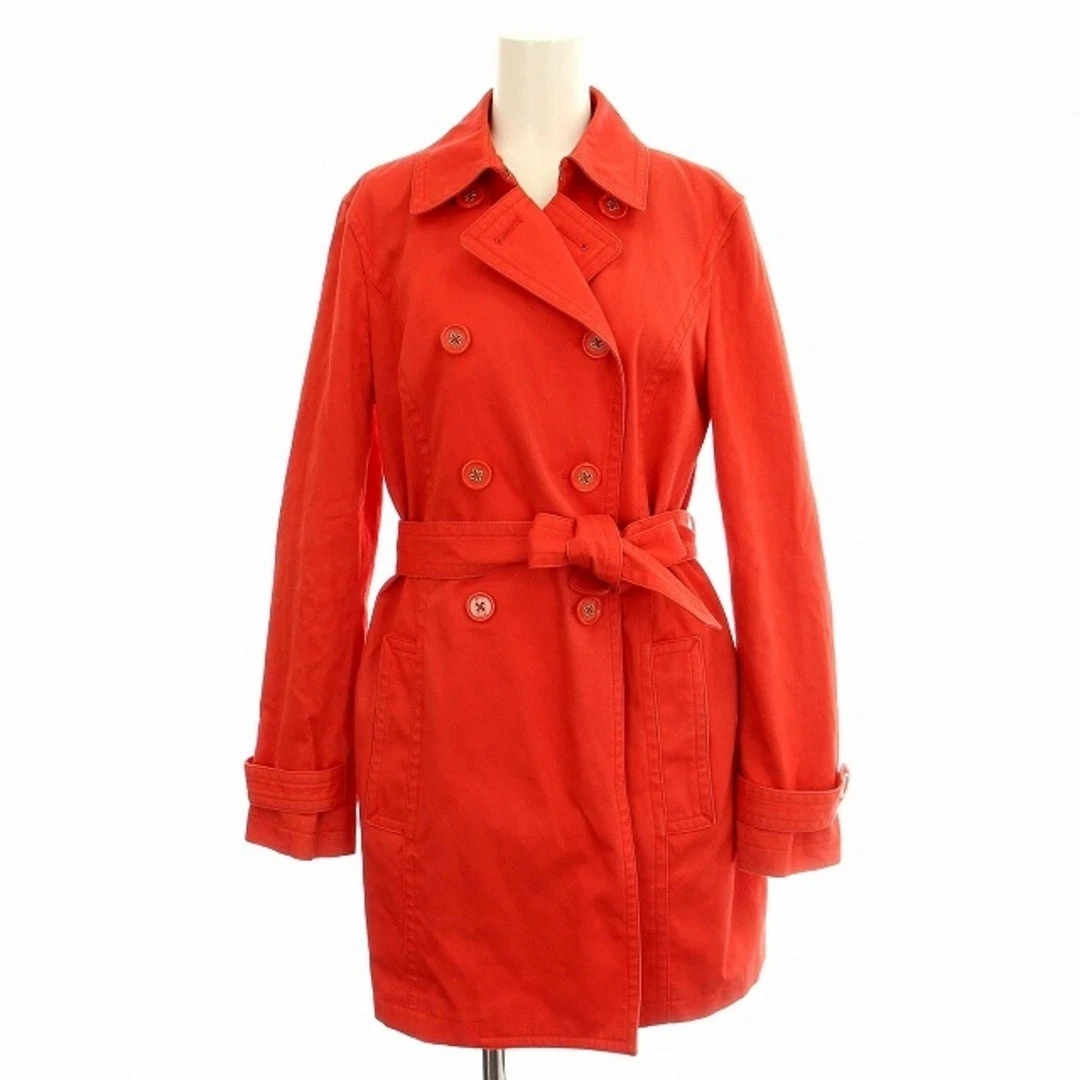 Coach Trench Cappotto Cotone Doppio Lungo XS Rosso G Larghezza Spalle: 37cm 45cm Usa
