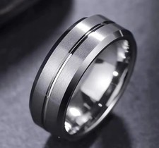 Titanium Wedding Ring Mens Womens Brushed Matte Groove Band Engagement