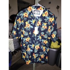 Original Penguin Munsingwear Blue Hawaiian Floral Shirt Men's Large NWT