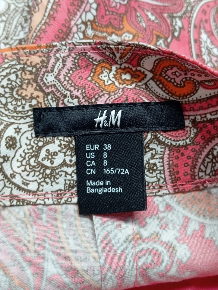 H&M Jupe taille haute Dames Jupe T EU 38 rose-orange clair-blanc - Photo 4/4