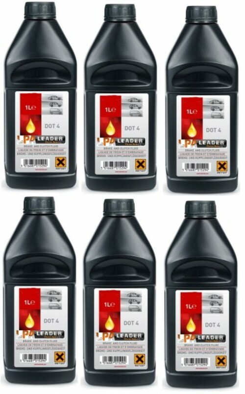 Liquide de frein 1 litre par 6 pour purger le circuit des voitures familiales