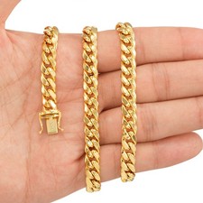 14K Yellow Gold Mens 7.5mm Miami Cuban Link Chain Italian Necklace Box Clasp 30"