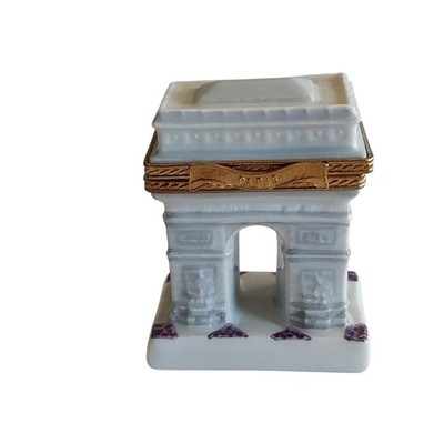 Limoges Peint Main Eximious Arc De Triomphe Porcelain Trinket Box Numbered