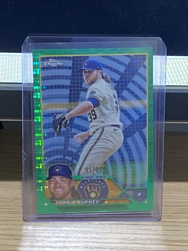 2023 Topps Chrome Corbin Burnes #214 Green Sonar Refractor #/99 Brewers