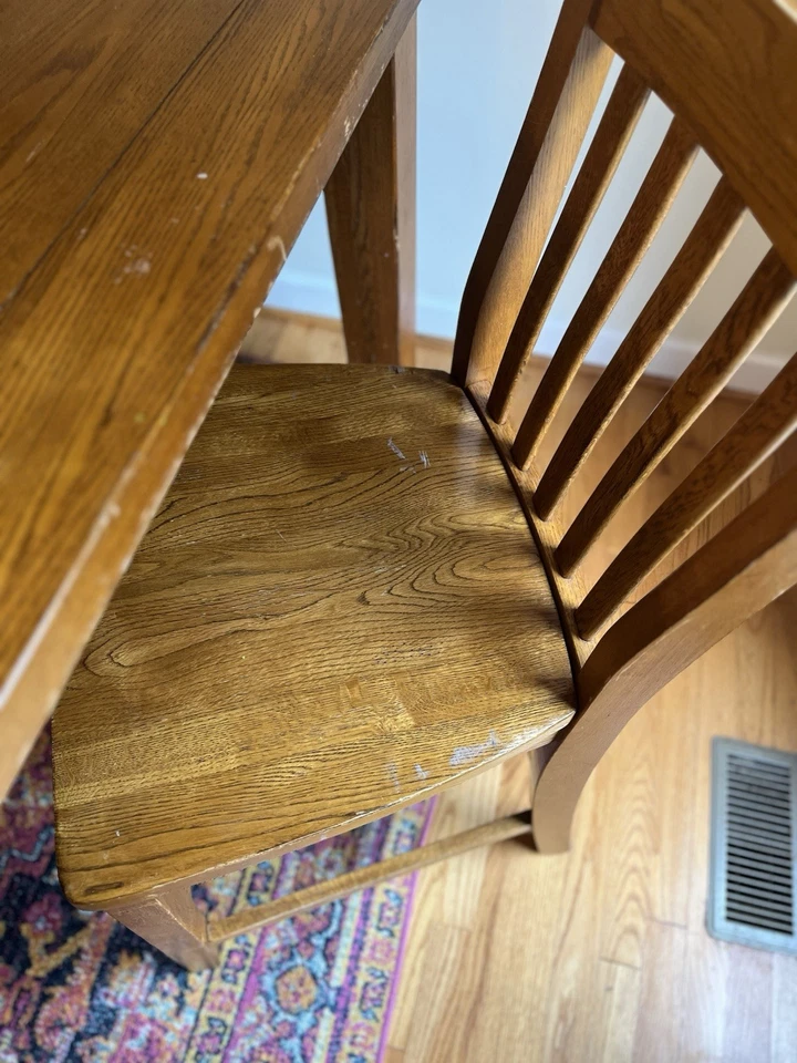 Amish Solid Oak Counter height Table With 2 Chairs - Image 4 of 4