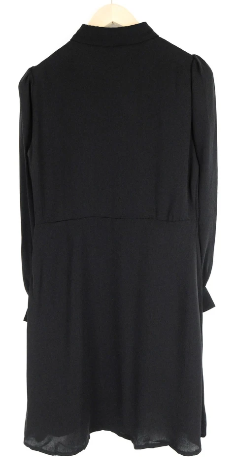 Vila Mujer Vestido 36 Negro Hinchado Cuello Manga Larga Plisado Half-Buttoned - Imagen 2 de 4