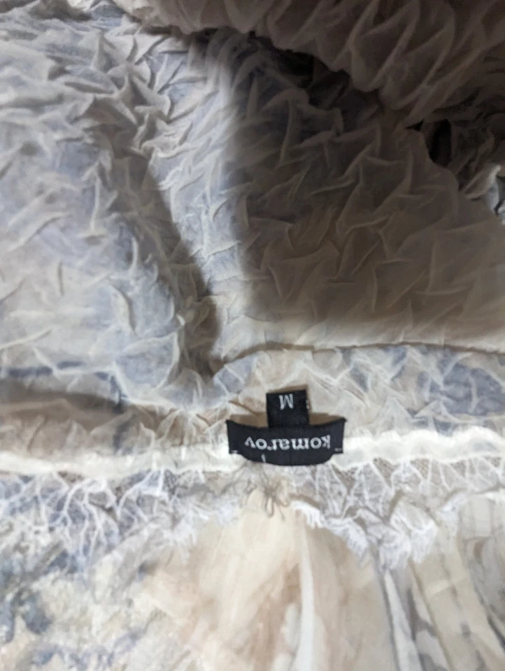 Komarov Dress 2-Piece Set Watercolor Floral Art to Wear Sheer Lace Size M $450 - Image 3 of 4