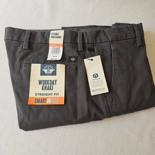 Dockers Workday Khaki Straight Fit Pants Flexible Waistband Gray Men 36x29