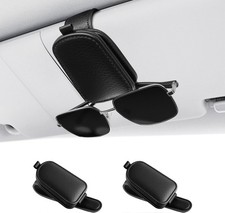 SINGARO Sunglasses Holder for Car, Leather Magnetic Buckle Sun Visor Sunglass Cl