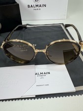 Balmain Croissy Sunglasses BPS-126 Gold Tortoise Round Frame Authentic Japan