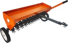 Tow Behind Aerator 40 Inch w/ Steel Teeth and Transport Wheels Adjustable Handle
