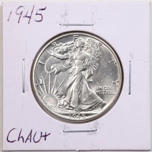 1945 50C Walking Liberty Half Dollar in Choice AU+ Condition #5891