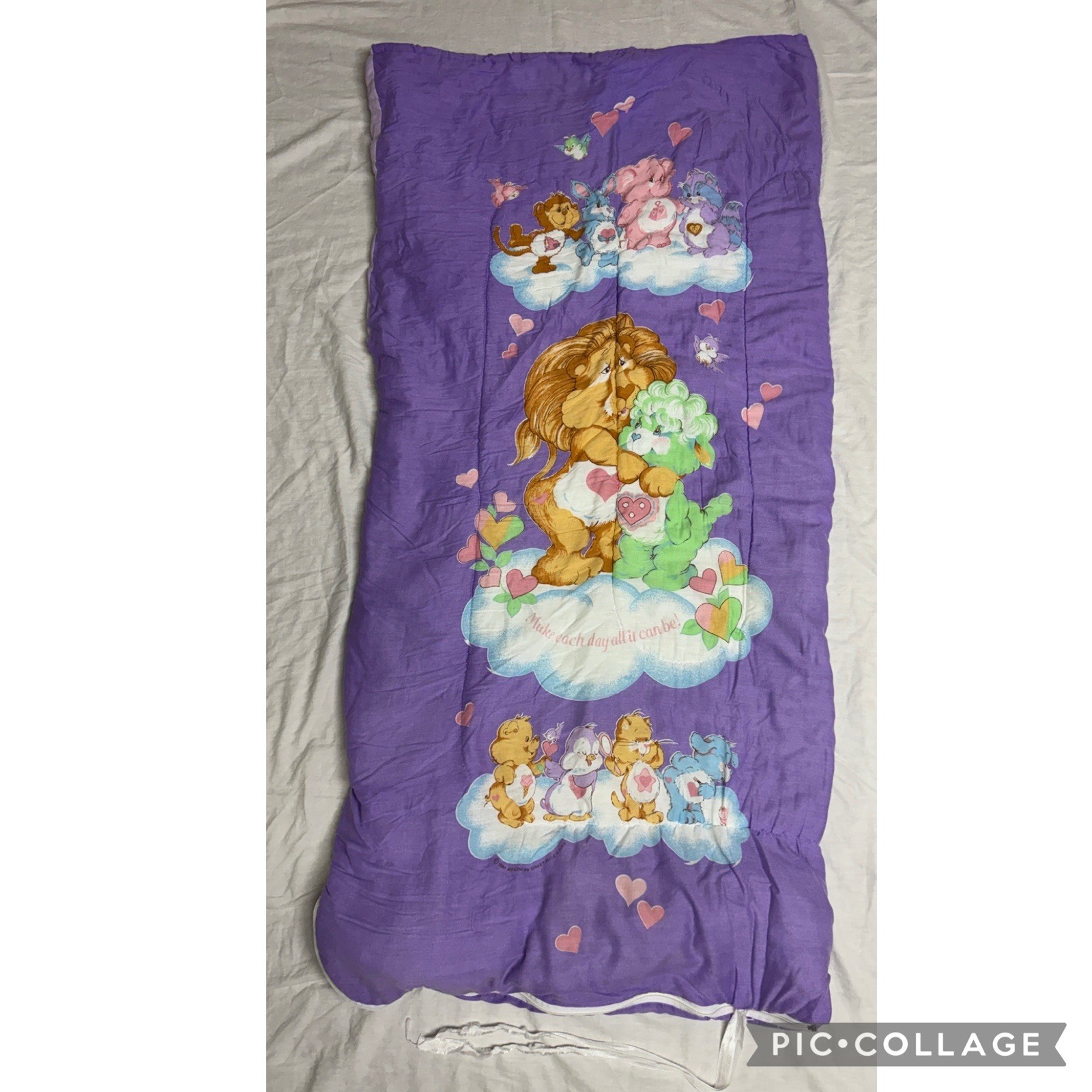 Vintage Care Bear Cousins Purple Sleeping Bag 1985 HTF Collectible 