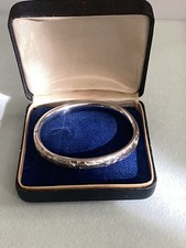Vintage Edwardian 1/10 14k White Gold Filled Child Baby Bangle Bracelet w Box