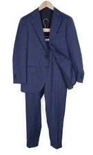 SUITSUPPLY Lazio Men Suit UK36S Slim Blue Pure Wool Pleated Lined 2 Piece