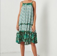 Spell And The Gypsy Size XXS Winona Strappy Tiered Midi Dress In Ivy Green
