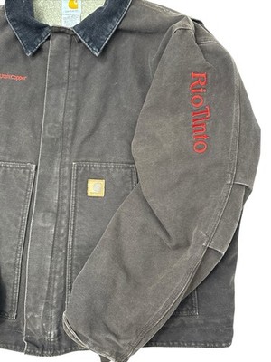 VTG Carhartt J164 DKB Dearborn Jacket 2XL Grunge Fleece Lined Dark