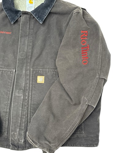 Chaqueta De Colección Carhartt J164 DKB Dearborn 2XL Grunge Forrada de Vellón Marrón Oscuro - Imagen 2 de 15