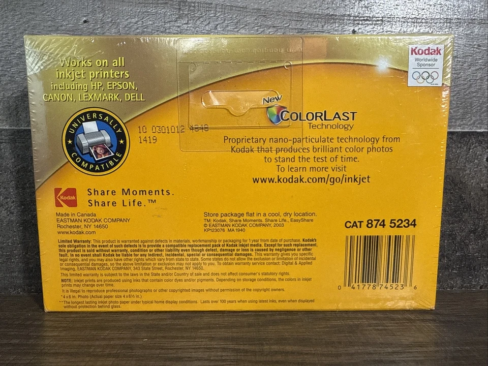 Kodak / Ultima Photo Picture Paper / 100 Sheet / High Gloss / 4 x 6 - Image 2 of 2