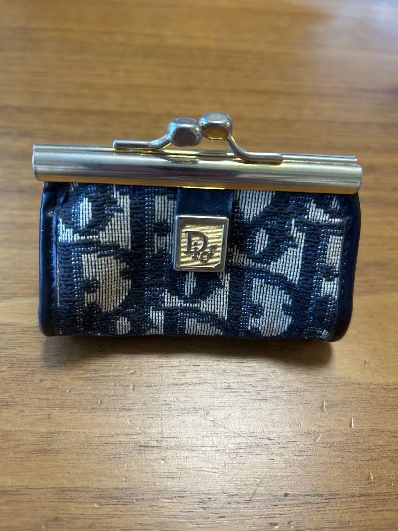 Portefeuille Christian Dior ancien porte monnaie toile marine occasion